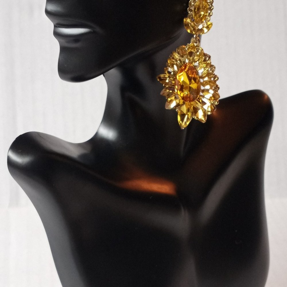 Yellow Citrine Statement Earrings - image 6